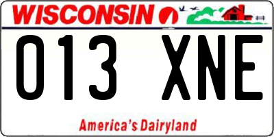 WI license plate 013XNE
