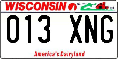 WI license plate 013XNG