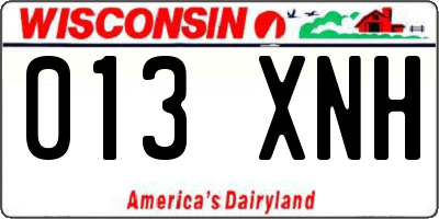 WI license plate 013XNH