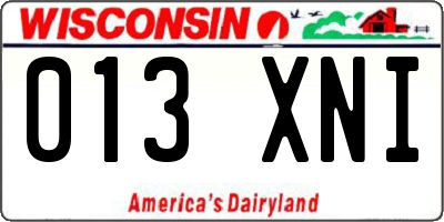 WI license plate 013XNI