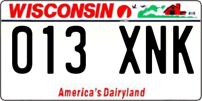 WI license plate 013XNK