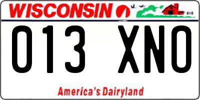 WI license plate 013XNO