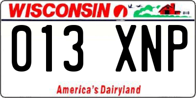 WI license plate 013XNP