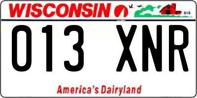 WI license plate 013XNR