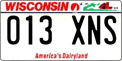 WI license plate 013XNS