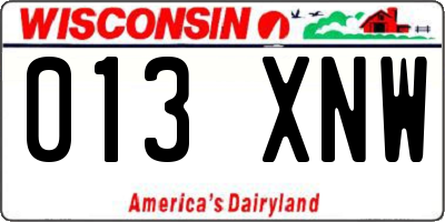 WI license plate 013XNW