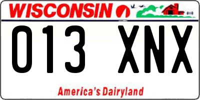 WI license plate 013XNX