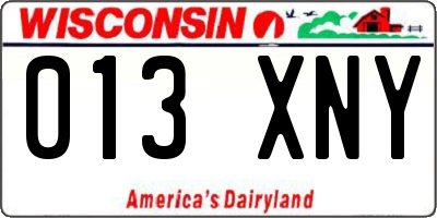 WI license plate 013XNY