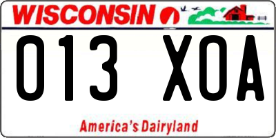 WI license plate 013XOA