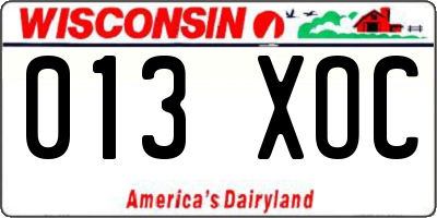 WI license plate 013XOC