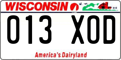 WI license plate 013XOD