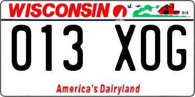 WI license plate 013XOG