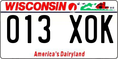 WI license plate 013XOK