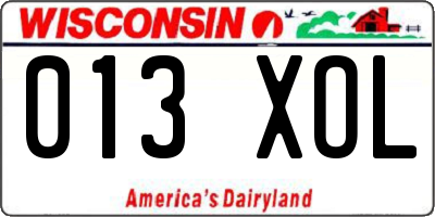 WI license plate 013XOL