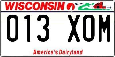 WI license plate 013XOM