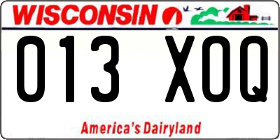 WI license plate 013XOQ
