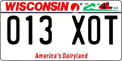 WI license plate 013XOT