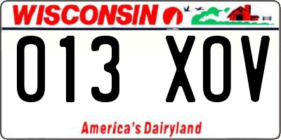 WI license plate 013XOV