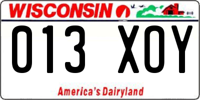WI license plate 013XOY