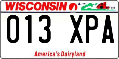 WI license plate 013XPA