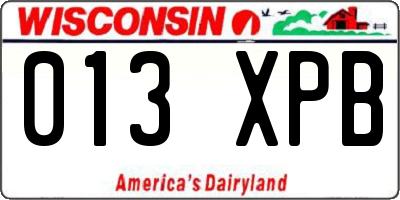 WI license plate 013XPB