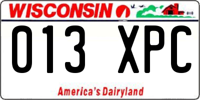 WI license plate 013XPC