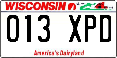 WI license plate 013XPD