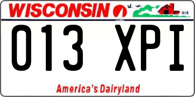 WI license plate 013XPI