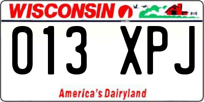 WI license plate 013XPJ