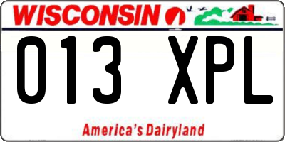 WI license plate 013XPL