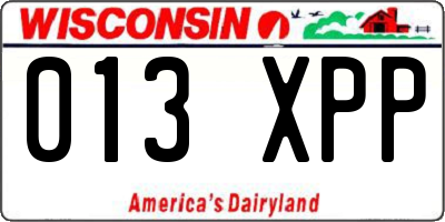 WI license plate 013XPP