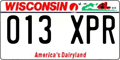 WI license plate 013XPR