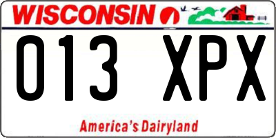 WI license plate 013XPX