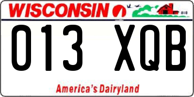 WI license plate 013XQB