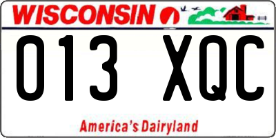 WI license plate 013XQC