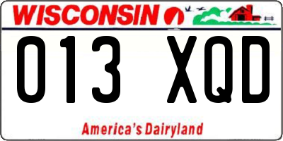 WI license plate 013XQD