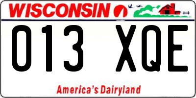 WI license plate 013XQE