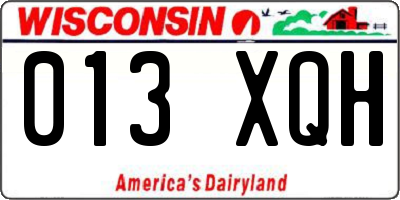 WI license plate 013XQH