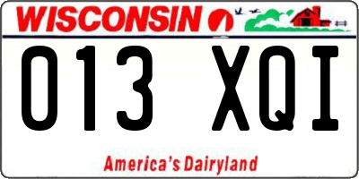 WI license plate 013XQI
