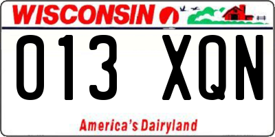WI license plate 013XQN