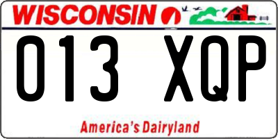 WI license plate 013XQP