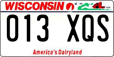 WI license plate 013XQS