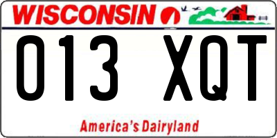 WI license plate 013XQT