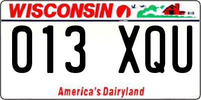 WI license plate 013XQU