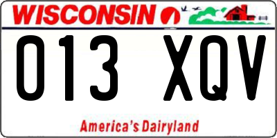 WI license plate 013XQV