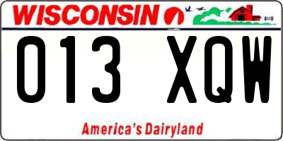 WI license plate 013XQW