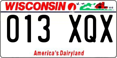 WI license plate 013XQX