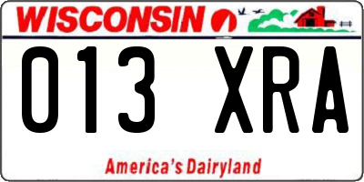 WI license plate 013XRA