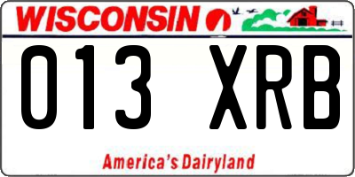 WI license plate 013XRB