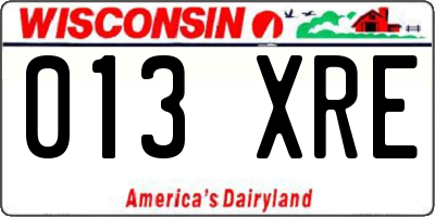 WI license plate 013XRE